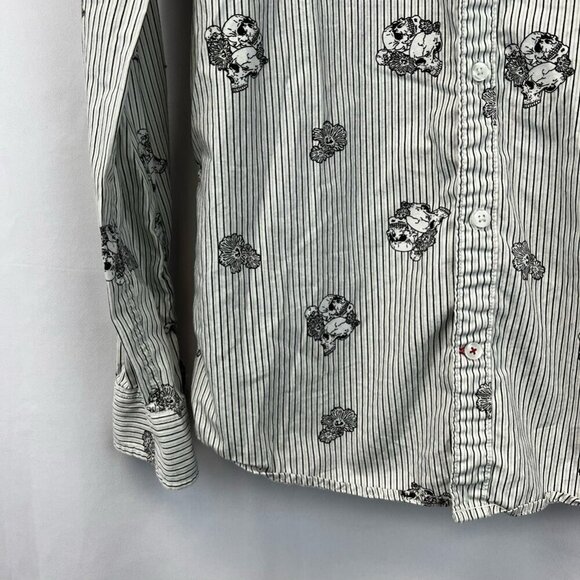 Stars & Stripes Mens Button-Up Shirt Skull/Stripe Long Sleeve Slim Fit S - Picture 7 of 12